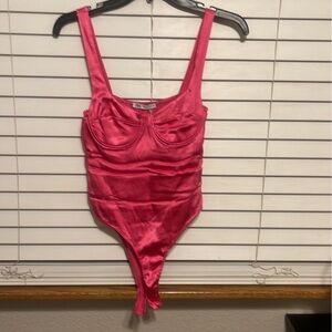 Pink Satin Bodysuit